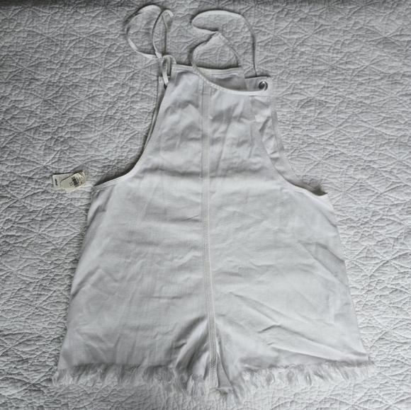 Aerie White Denim Romper Shortalls - Picture 4 of 5
